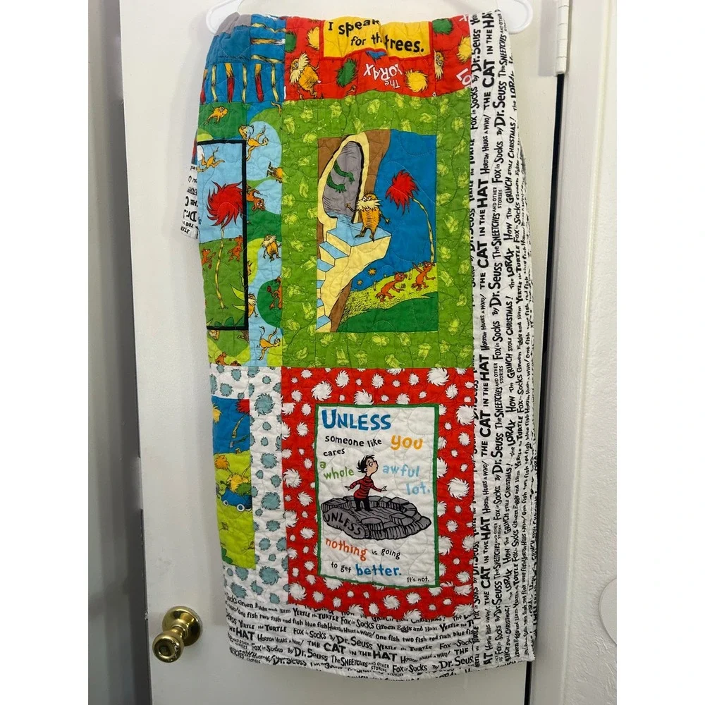 Dr Seuss The Lorax Patchwork Quilt Multicolor Storybook Nursery Blanket 36x47